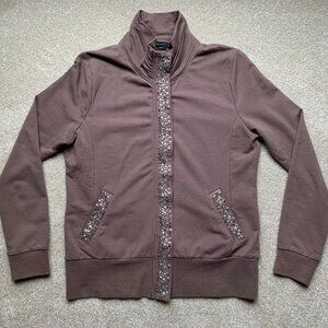 BCBG MaxAzria Zip Up Jacket with Rhinestones Womens